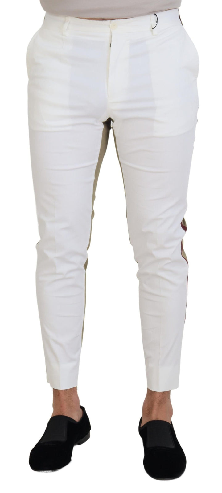 Dolce &amp; Gabbana Sample Sale Dolce &amp; Gabbana White Brown Slim Fit Chino Pants - | Designer outlet