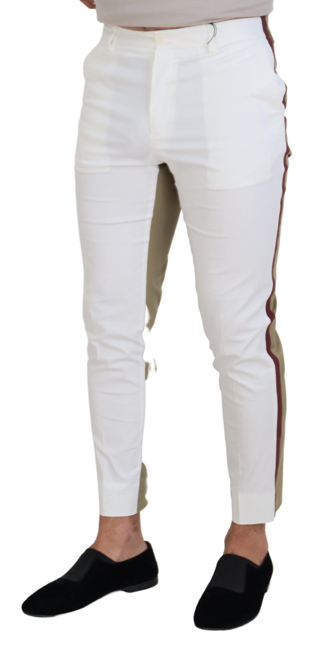 Dolce &amp; Gabbana Sample Sale Dolce &amp; Gabbana White Brown Slim Fit Chino Pants - | Designer outlet