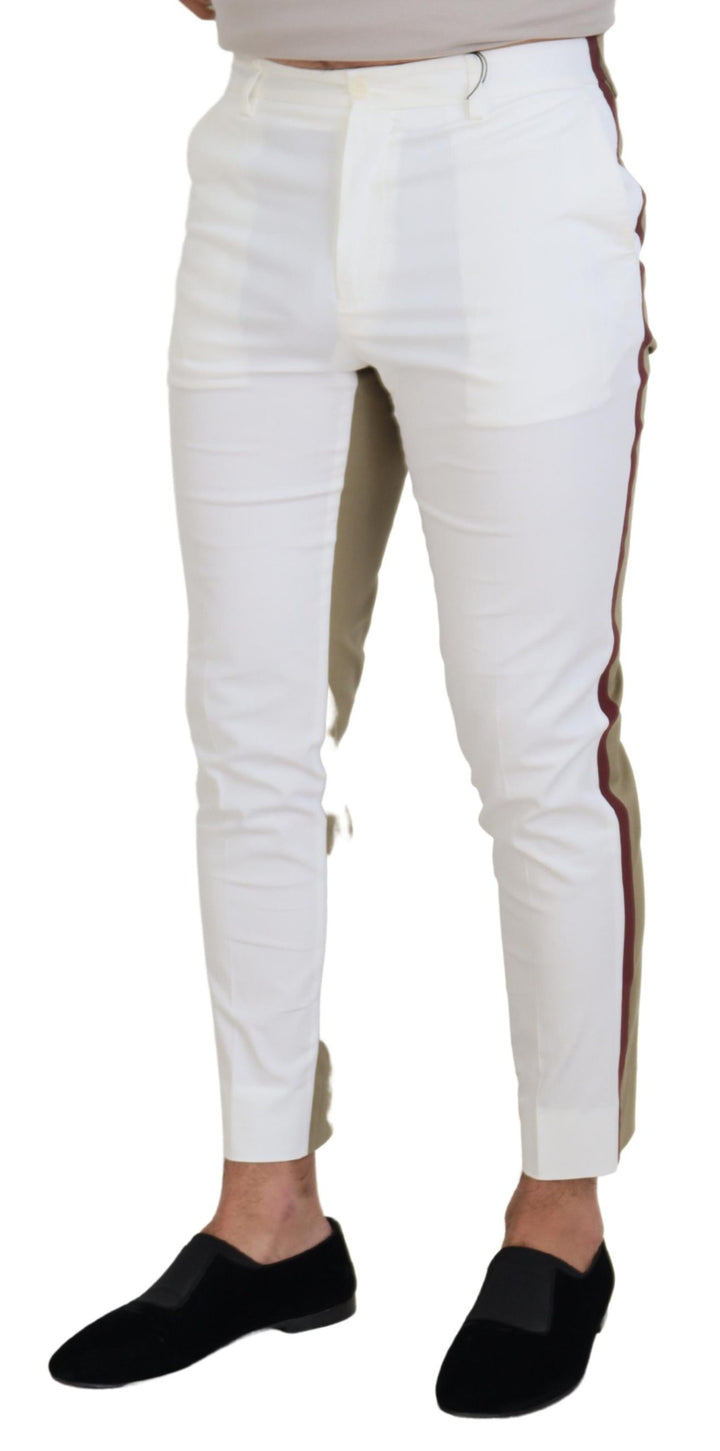 Dolce &amp; Gabbana Sample Sale Dolce &amp; Gabbana White Brown Slim Fit Chino Pants - | Designer outlet