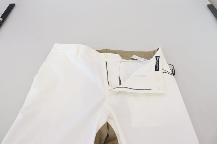 Dolce &amp; Gabbana Sample Sale Dolce &amp; Gabbana White Brown Slim Fit Chino Pants - | Designer outlet