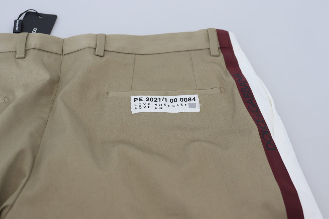 Dolce &amp; Gabbana Sample Sale Dolce &amp; Gabbana White Brown Slim Fit Chino Pants - | Designer outlet