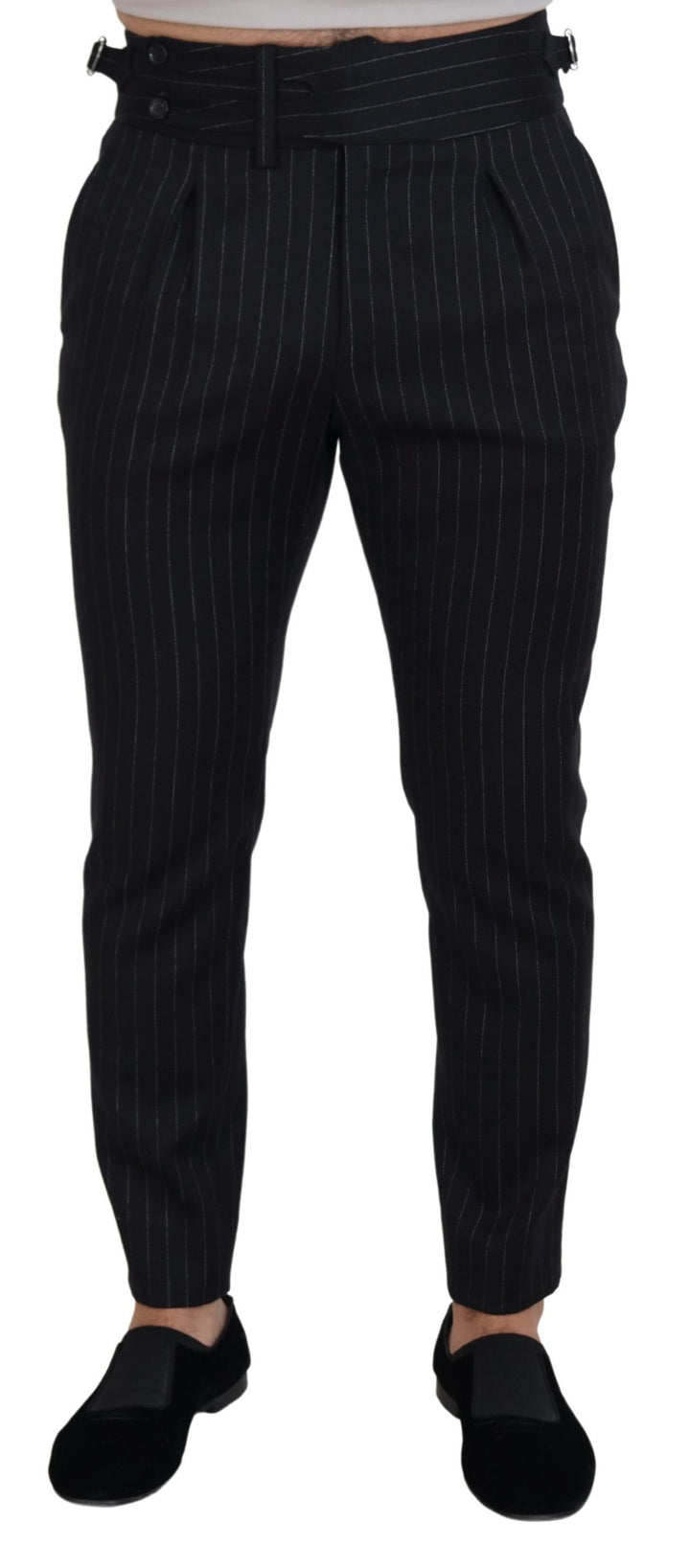 Dolce &amp; Gabbana Sample Sale Dolce &amp; Gabbana Black Wool Striped Chino Pants - | Designer outlet