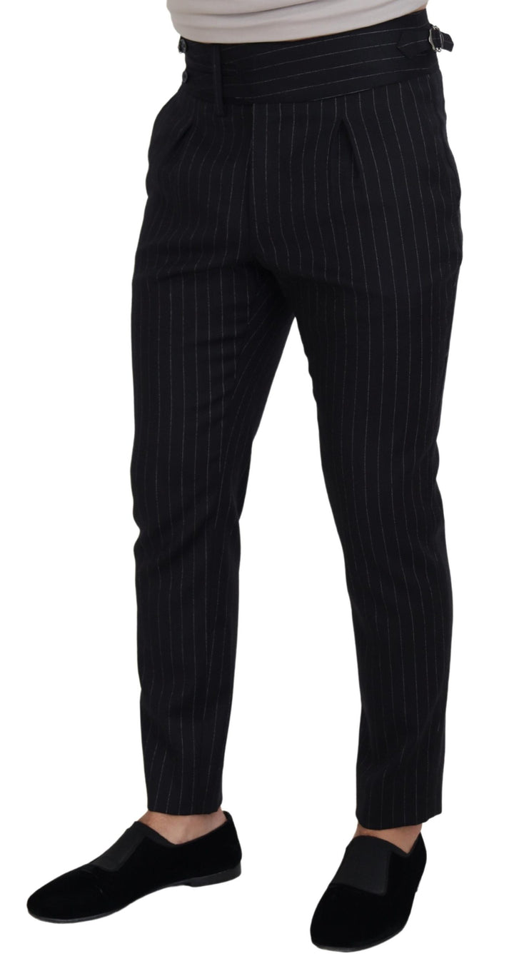Dolce &amp; Gabbana Sample Sale Dolce &amp; Gabbana Black Wool Striped Chino Pants - | Designer outlet
