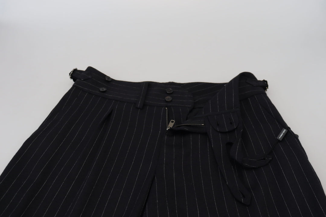 Dolce &amp; Gabbana Sample Sale Dolce &amp; Gabbana Black Wool Striped Chino Pants - | Designer outlet