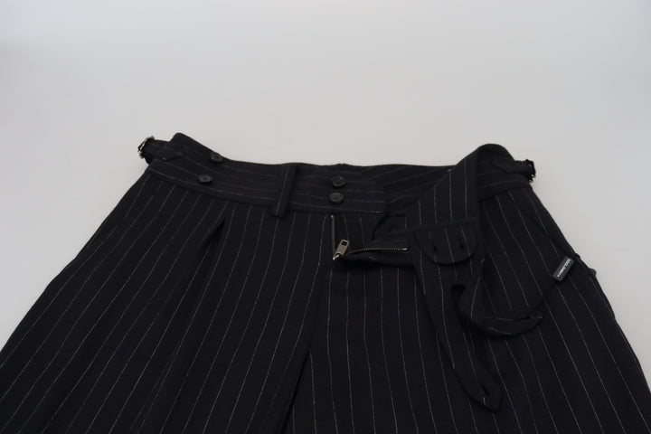 Dolce &amp; Gabbana Sample Sale Dolce &amp; Gabbana Black Wool Striped Chino Pants - | Designer outlet