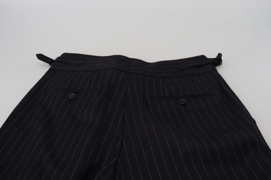 Dolce &amp; Gabbana Sample Sale Dolce &amp; Gabbana Black Wool Striped Chino Pants - | Designer outlet