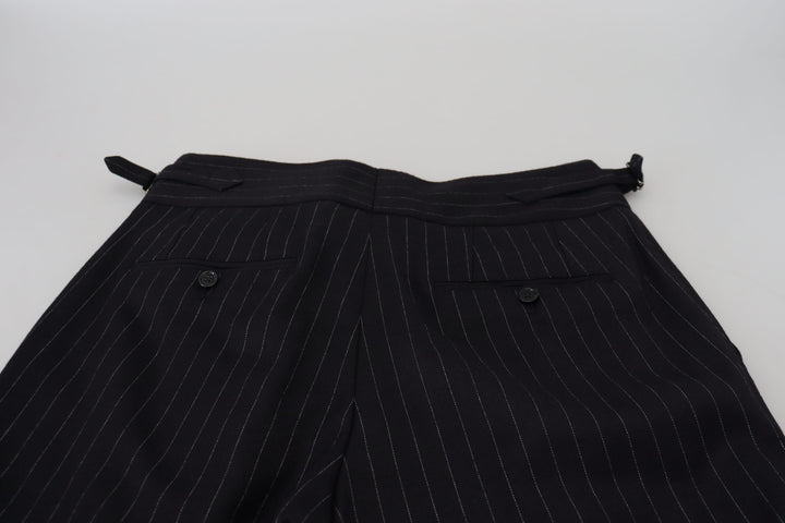 Dolce &amp; Gabbana Sample Sale Dolce &amp; Gabbana Black Wool Striped Chino Pants - | Designer outlet