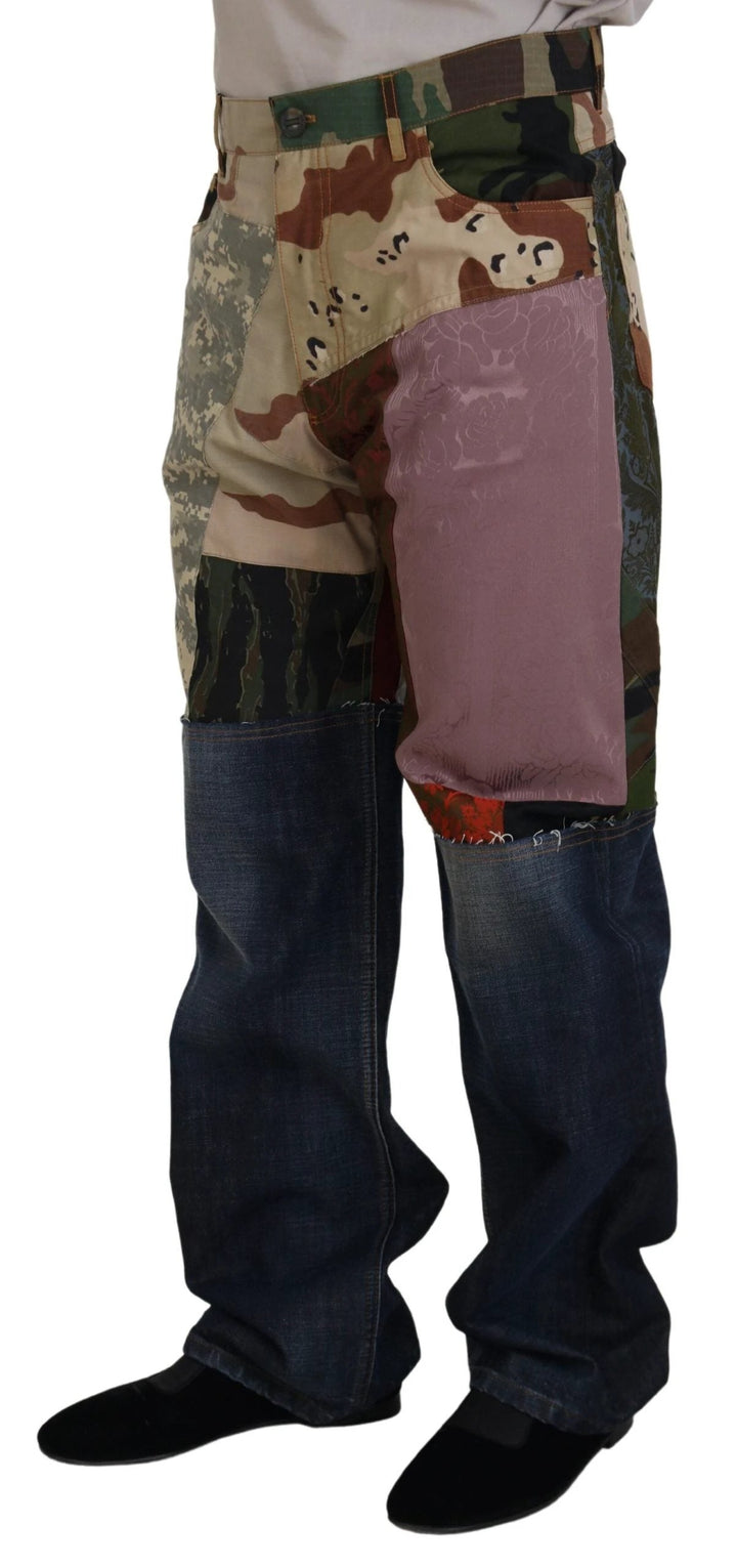 Dolce &amp; Gabbana Multicolor Silk Patchwork Men Denim Jeans by Dolce &amp; Gabbana outlet now on sale