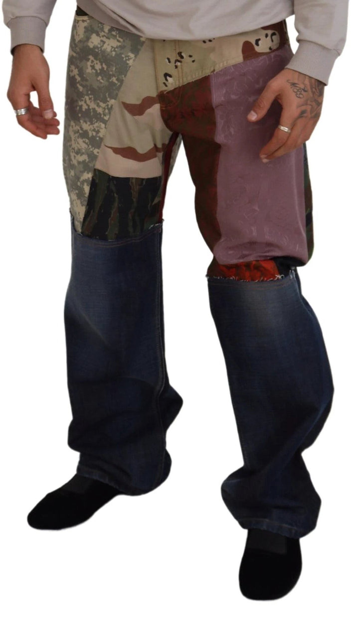Dolce &amp; Gabbana Multicolor Silk Patchwork Men Denim Jeans by Dolce &amp; Gabbana outlet now on sale