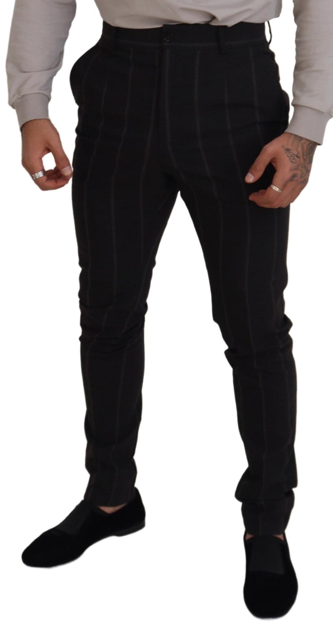 Dolce & Gabbana Black Wool Chino Formal Men Pants by Dolce & Gabbana outlet now on sale