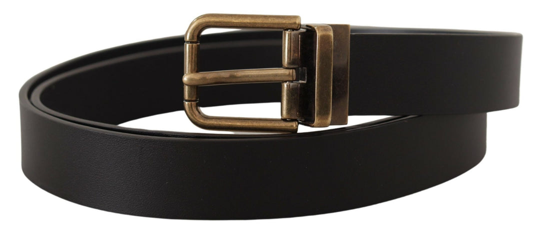 Dolce & Gabbana - Dolce & Gabbana Elegant Black Leather Belt with Vintage Buckle - BEL8515 - 90 - Ask Me Wear