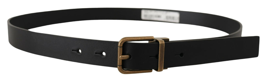 Dolce & Gabbana - Dolce & Gabbana Elegant Black Leather Belt with Vintage Buckle - BEL8515 - 90 - Ask Me Wear