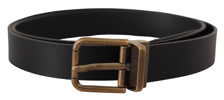 Dolce & Gabbana - Dolce & Gabbana Elegant Black Leather Belt with Vintage Buckle - BEL8515 - 90 - Ask Me Wear