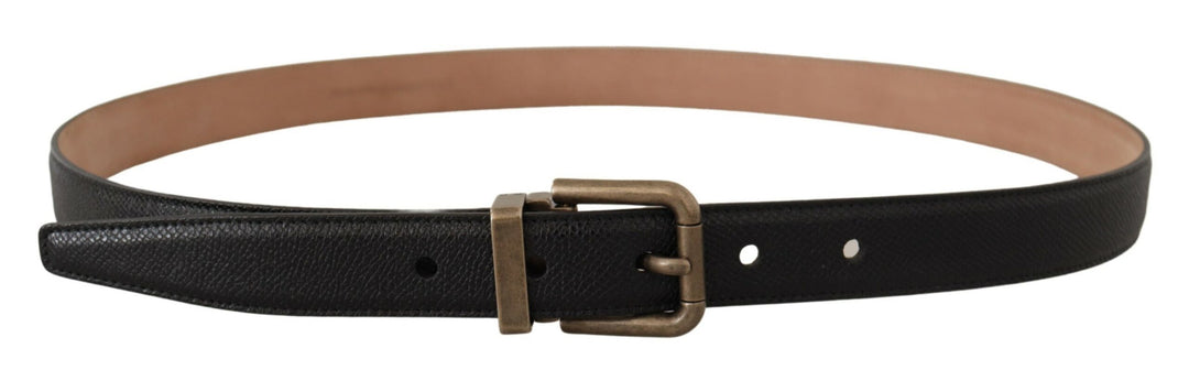 Dolce & Gabbana - Dolce & Gabbana Elegant Black Leather Belt with Vintage Metal Buckle - BEL8517 - 95 - Ask Me Wear