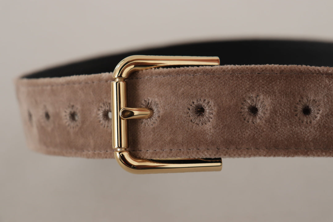 Dolce & Gabbana Elegant Velvet Logo Buckle Belt