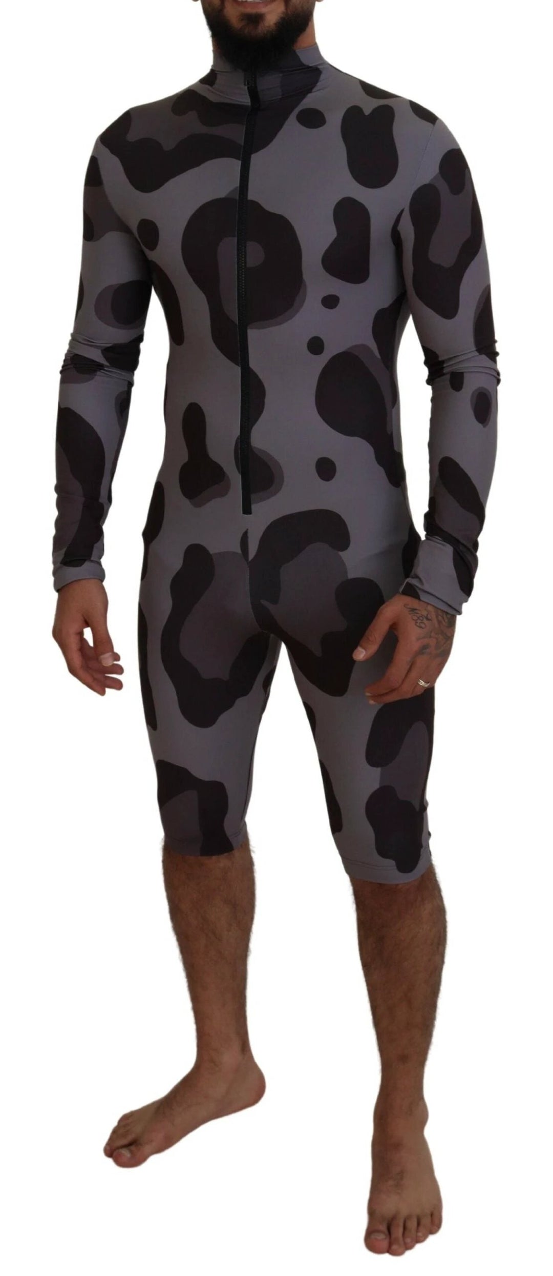 Dolce &amp; Gabbana Gray Patterned Polyester Wetsuit Swimwear by Dolce &amp; Gabbana outlet now on sale