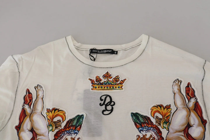 Dolce &amp; Gabbana White Printed Short Sleeves Men T-shirt by Dolce &amp; Gabbana outlet now on sale