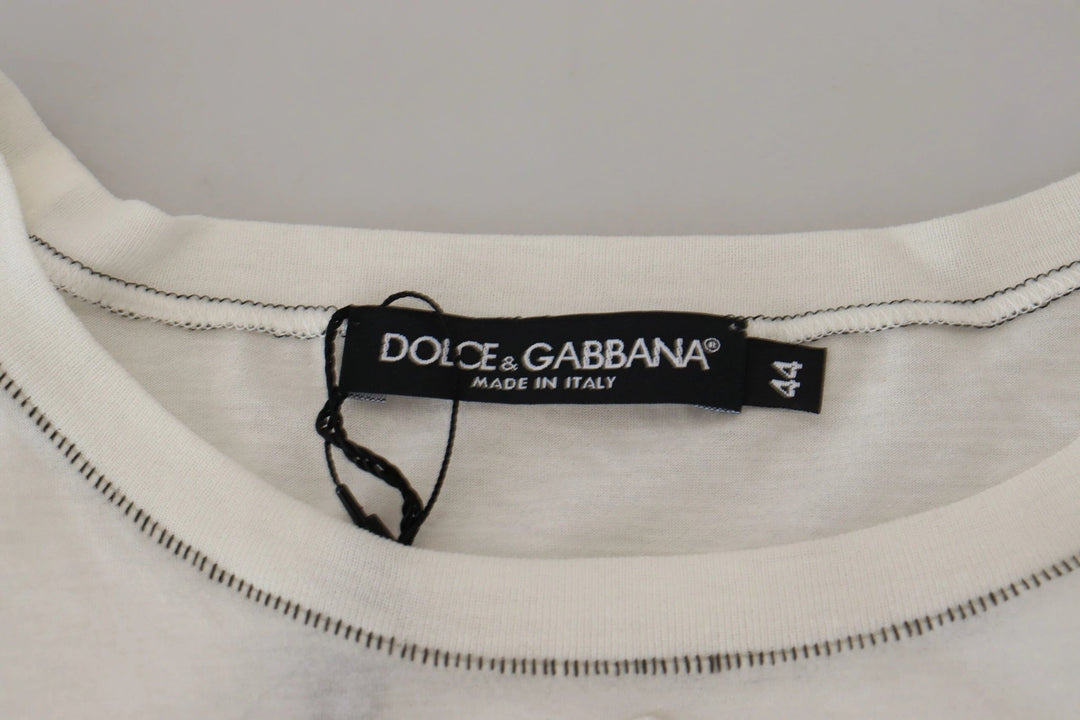 Dolce &amp; Gabbana White Printed Short Sleeves Men T-shirt by Dolce &amp; Gabbana outlet now on sale