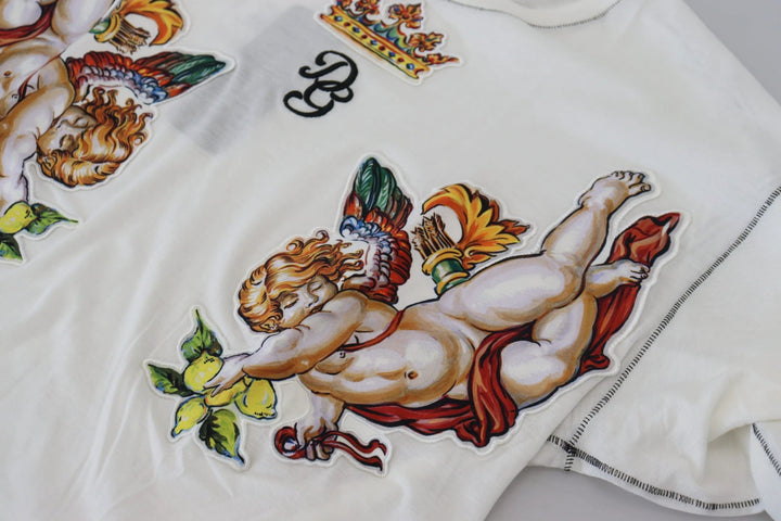 Dolce &amp; Gabbana White Printed Short Sleeves Men T-shirt by Dolce &amp; Gabbana outlet now on sale