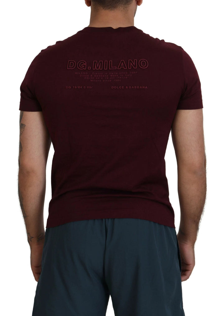 Dolce &amp; Gabbana Sample Sale Dolce &amp; Gabbana Maroon Printed Short Sleeves Men T-shirt - | Designer outlet