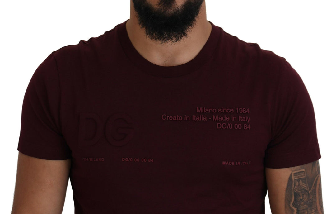 Dolce &amp; Gabbana Sample Sale Dolce &amp; Gabbana Maroon Printed Short Sleeves Men T-shirt - | Designer outlet
