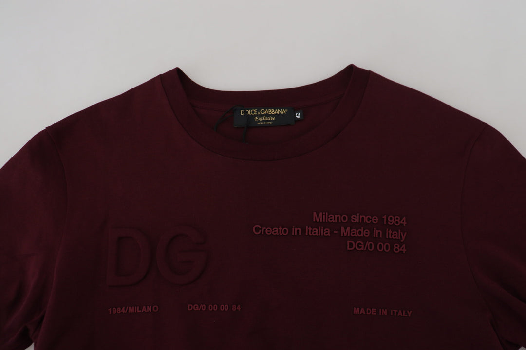 Dolce &amp; Gabbana Sample Sale Dolce &amp; Gabbana Maroon Printed Short Sleeves Men T-shirt - | Designer outlet