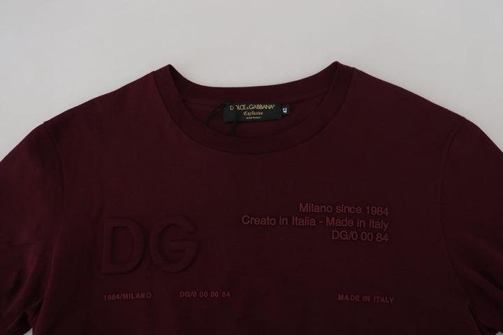 Dolce &amp; Gabbana Sample Sale Dolce &amp; Gabbana Maroon Printed Short Sleeves Men T-shirt - | Designer outlet