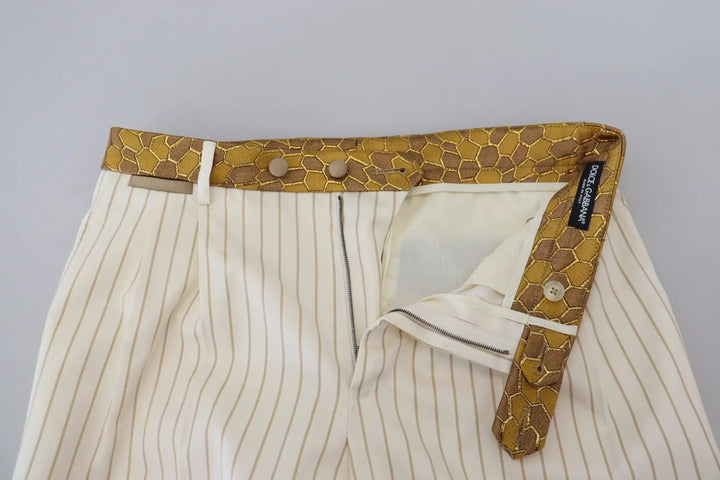 Dolce &amp; Gabbana Sample Sale | Dolce &amp; Gabbana Off White Gold Striped Tuxedo Slim Fit Suit - | Designer outlet