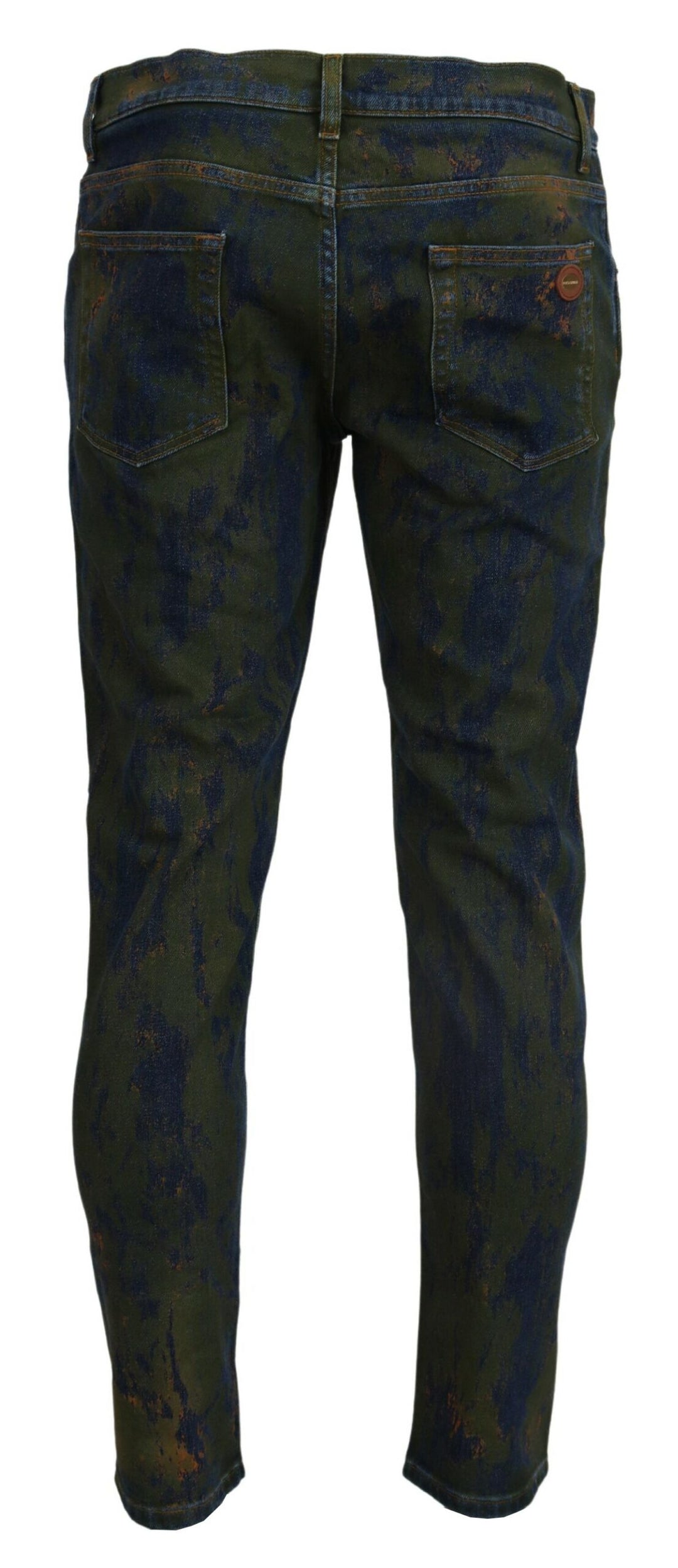 Dolce &amp; Gabbana Sample Sale Dolce &amp; Gabbana Blue Green Skinny Cotton Denim Jeans - | Designer outlet