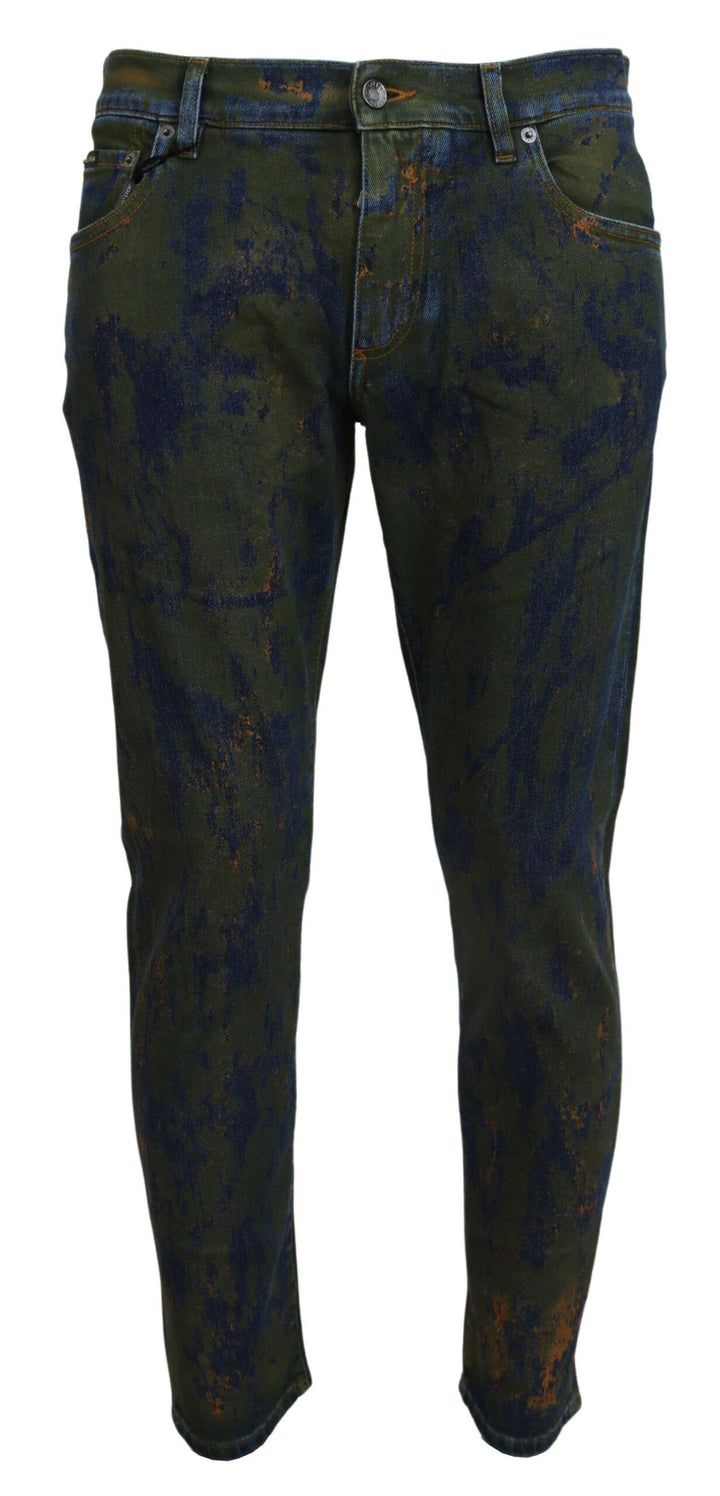 Dolce &amp; Gabbana Sample Sale Dolce &amp; Gabbana Blue Green Skinny Cotton Denim Jeans - | Designer outlet