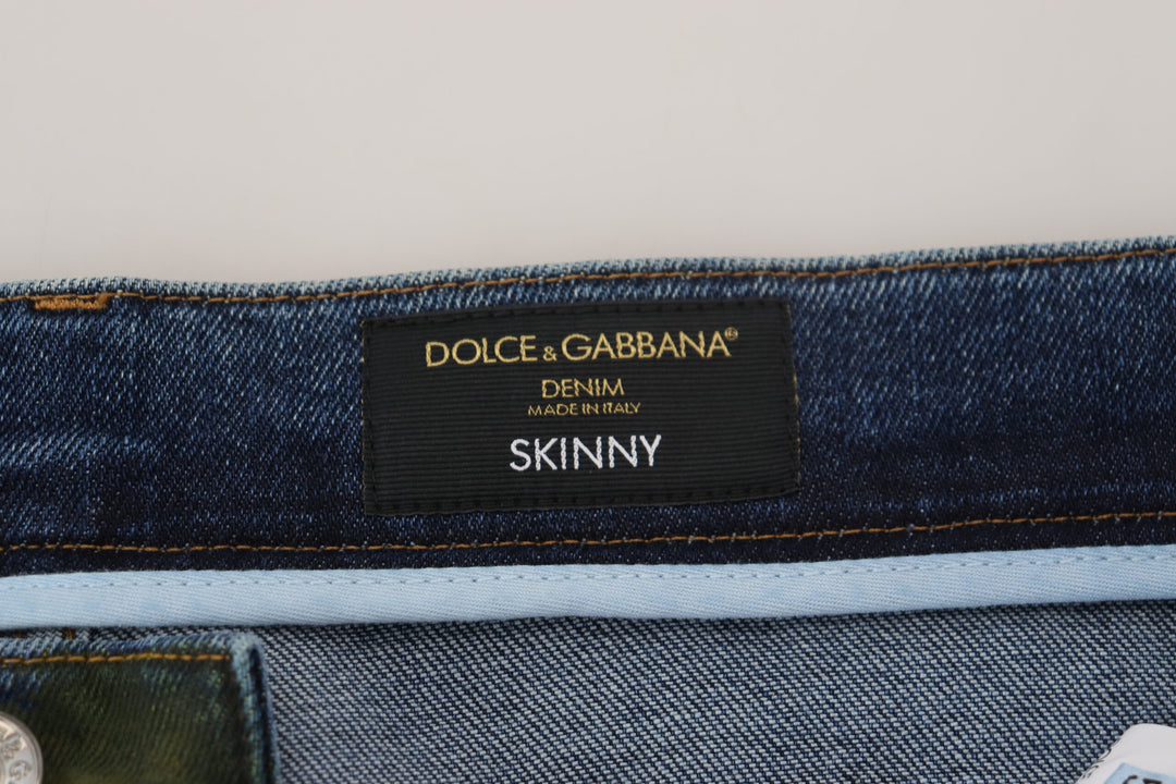 Dolce &amp; Gabbana Sample Sale Dolce &amp; Gabbana Blue Green Skinny Cotton Denim Jeans - | Designer outlet