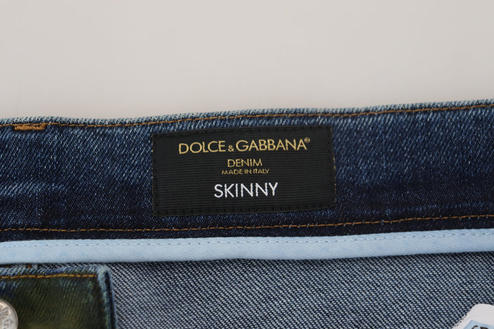 Dolce &amp; Gabbana Sample Sale Dolce &amp; Gabbana Blue Green Skinny Cotton Denim Jeans - | Designer outlet