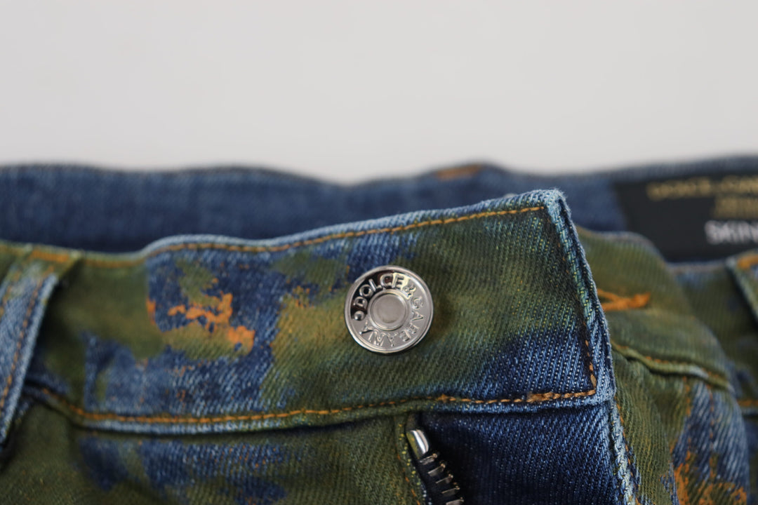 Dolce &amp; Gabbana Sample Sale Dolce &amp; Gabbana Blue Green Skinny Cotton Denim Jeans - | Designer outlet