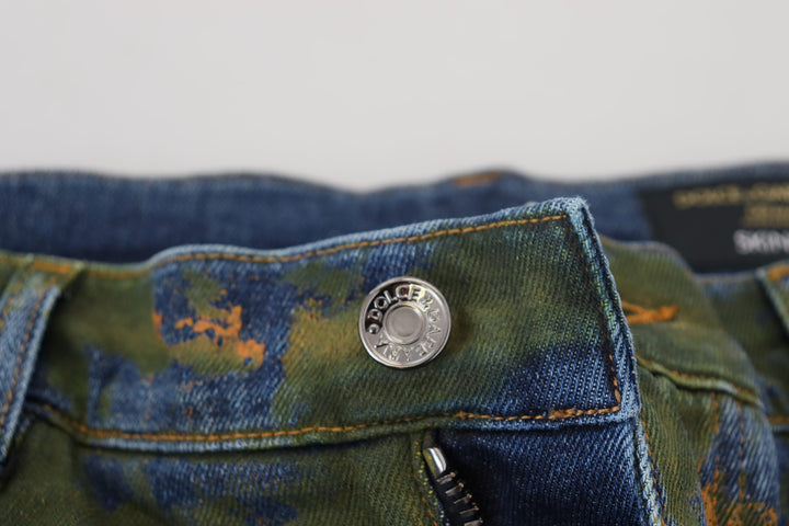 Dolce &amp; Gabbana Sample Sale Dolce &amp; Gabbana Blue Green Skinny Cotton Denim Jeans - | Designer outlet