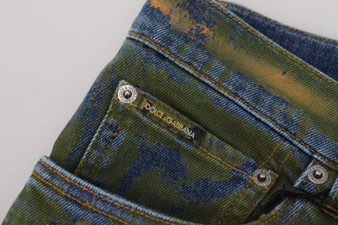 Dolce &amp; Gabbana Sample Sale Dolce &amp; Gabbana Blue Green Skinny Cotton Denim Jeans - | Designer outlet