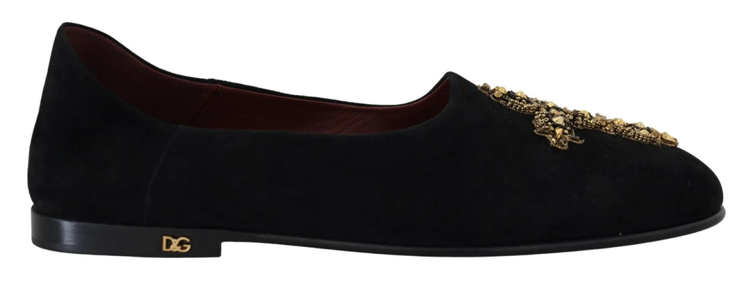 Dolce &amp; Gabbana Black Suede Gold Cross Slip On Loafers Shoes by Dolce &amp; Gabbana outlet now on sale