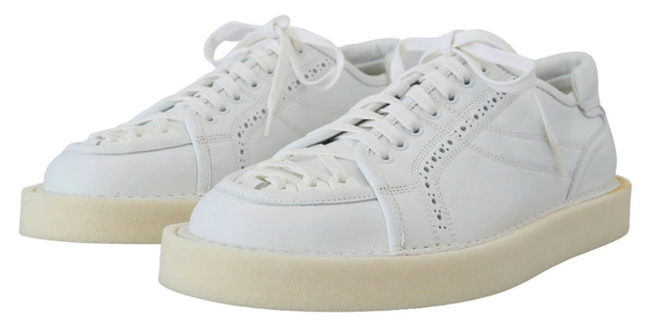 Dolce &amp; Gabbana White Leather Low Top Oxford Sneakers Casual Shoes by Dolce &amp; Gabbana outlet now on sale
