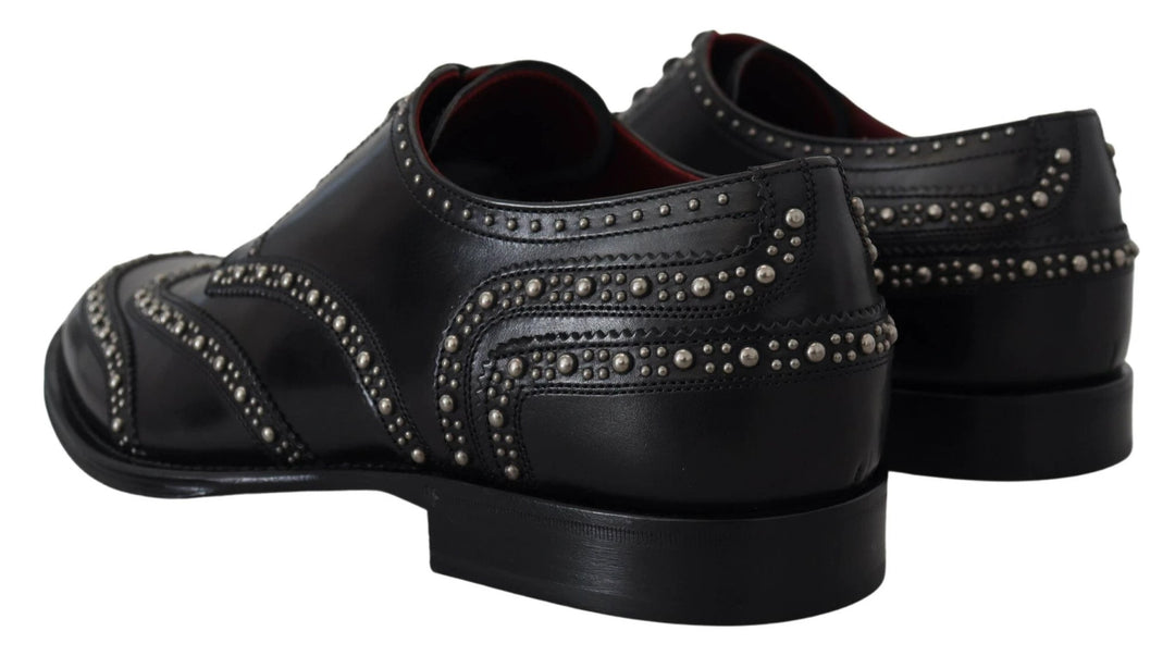 Dolce & Gabbana Black Leather Derby Dress Studded Shoes by Dolce & Gabbana outlet now on sale