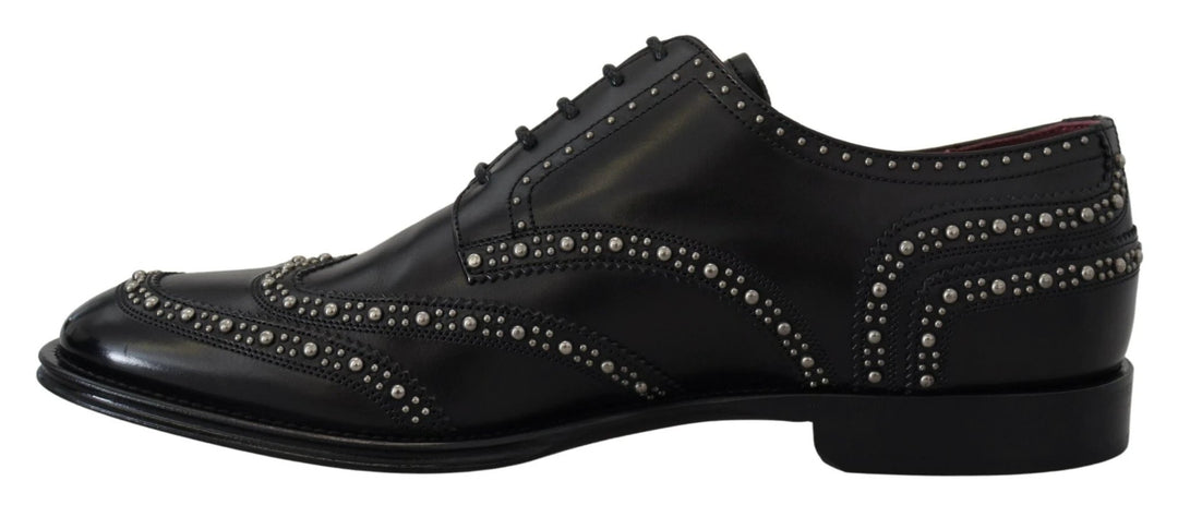 Dolce & Gabbana Black Leather Derby Dress Studded Shoes by Dolce & Gabbana outlet now on sale