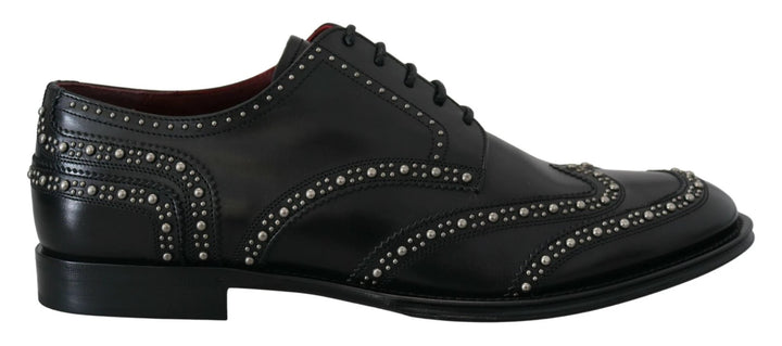 Dolce & Gabbana Black Leather Derby Dress Studded Shoes by Dolce & Gabbana outlet now on sale
