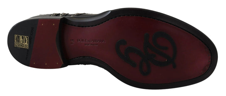 Dolce & Gabbana Black Leather Derby Dress Studded Shoes by Dolce & Gabbana outlet now on sale