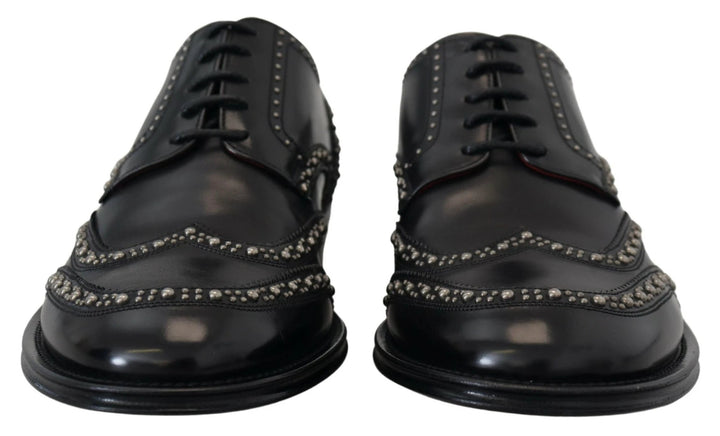 Dolce & Gabbana Black Leather Derby Dress Studded Shoes by Dolce & Gabbana outlet now on sale