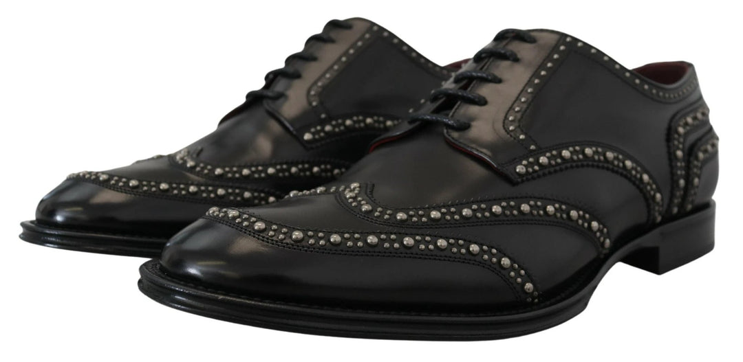 Dolce & Gabbana Black Leather Derby Dress Studded Shoes by Dolce & Gabbana outlet now on sale