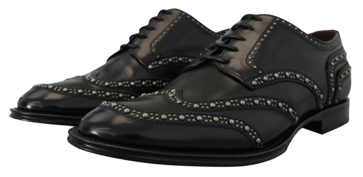Dolce & Gabbana Black Leather Derby Dress Studded Shoes by Dolce & Gabbana outlet now on sale