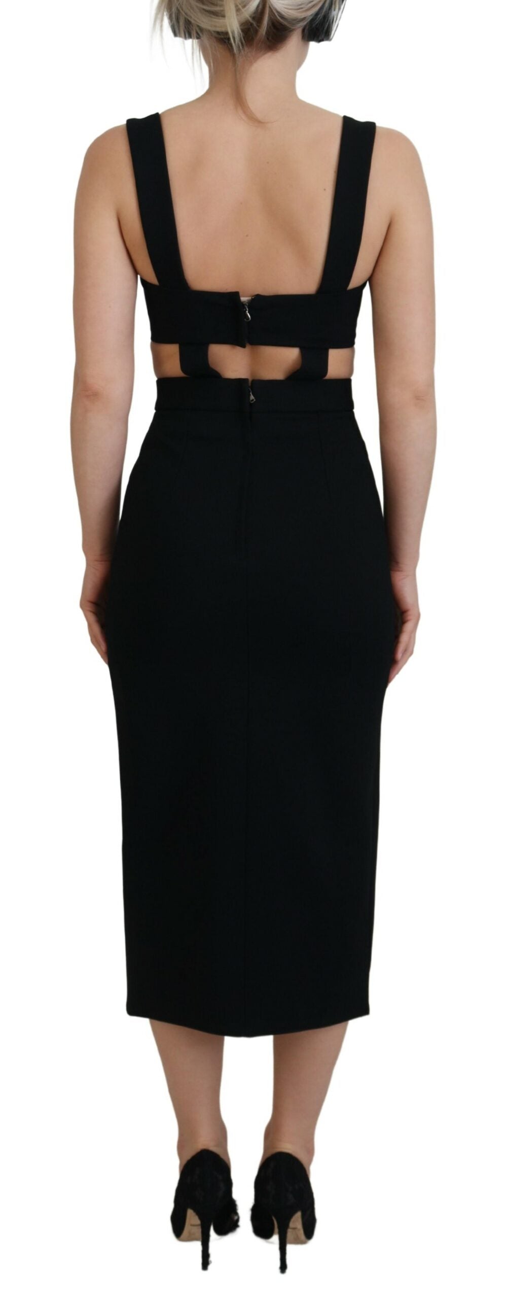Dolce & Gabbana Black Bodycon Sheath Midi Dress IT38|XS