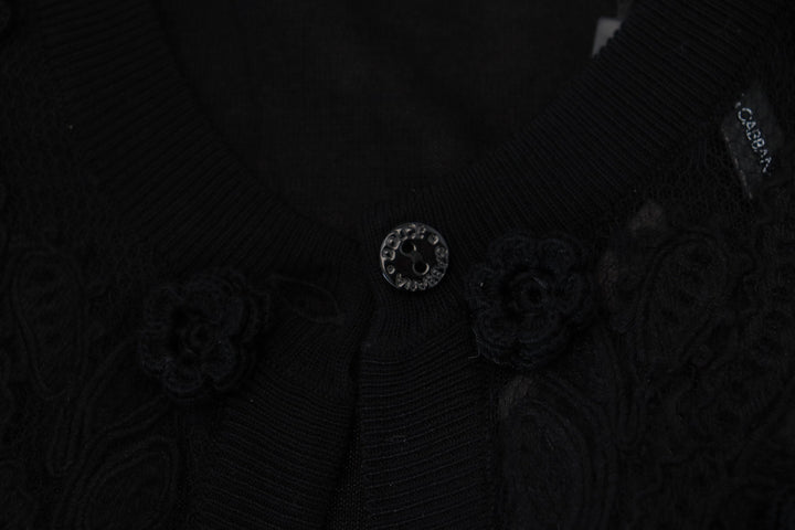 Dolce &amp; Gabbana Black Floral Lace Button Cardigan Sweater by Dolce &amp; Gabbana outlet now on sale