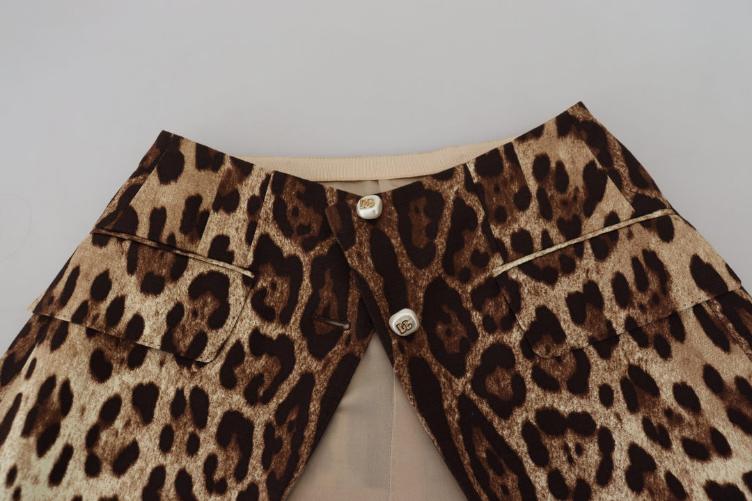 Dolce &amp; Gabbana Sample Sale Dolce &amp; Gabbana Brown Leopard Print Wool A-line Mini Skirt - | Designer outlet