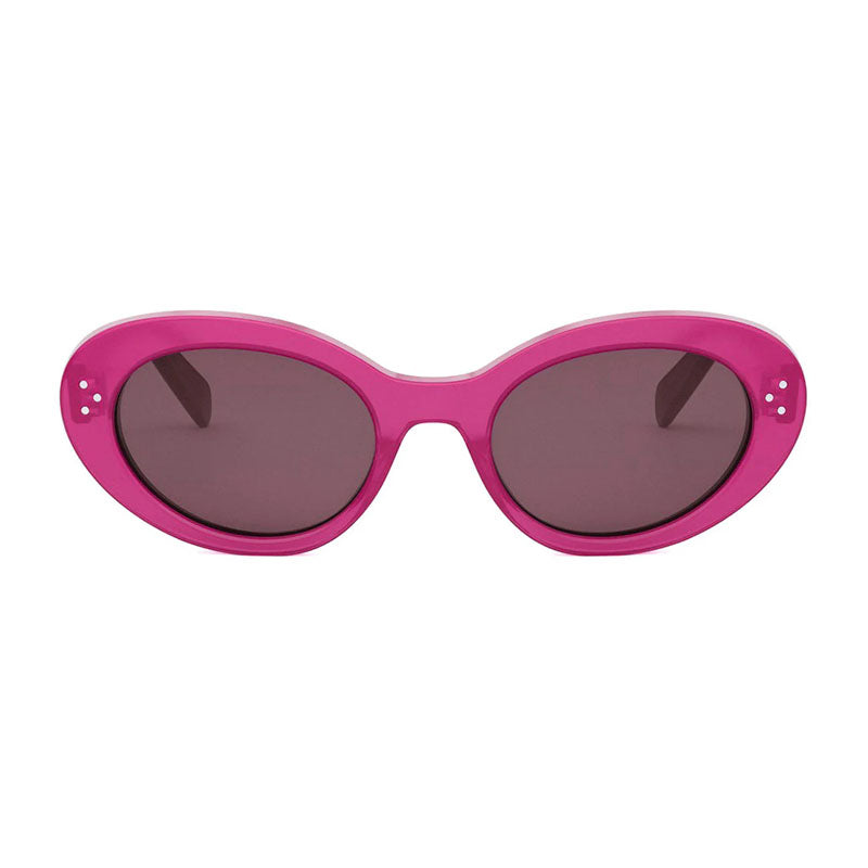 Celine Sunglasses Cat Eye Full Rim, Shiny Rose Frame and Brown Lens CL40193I72E