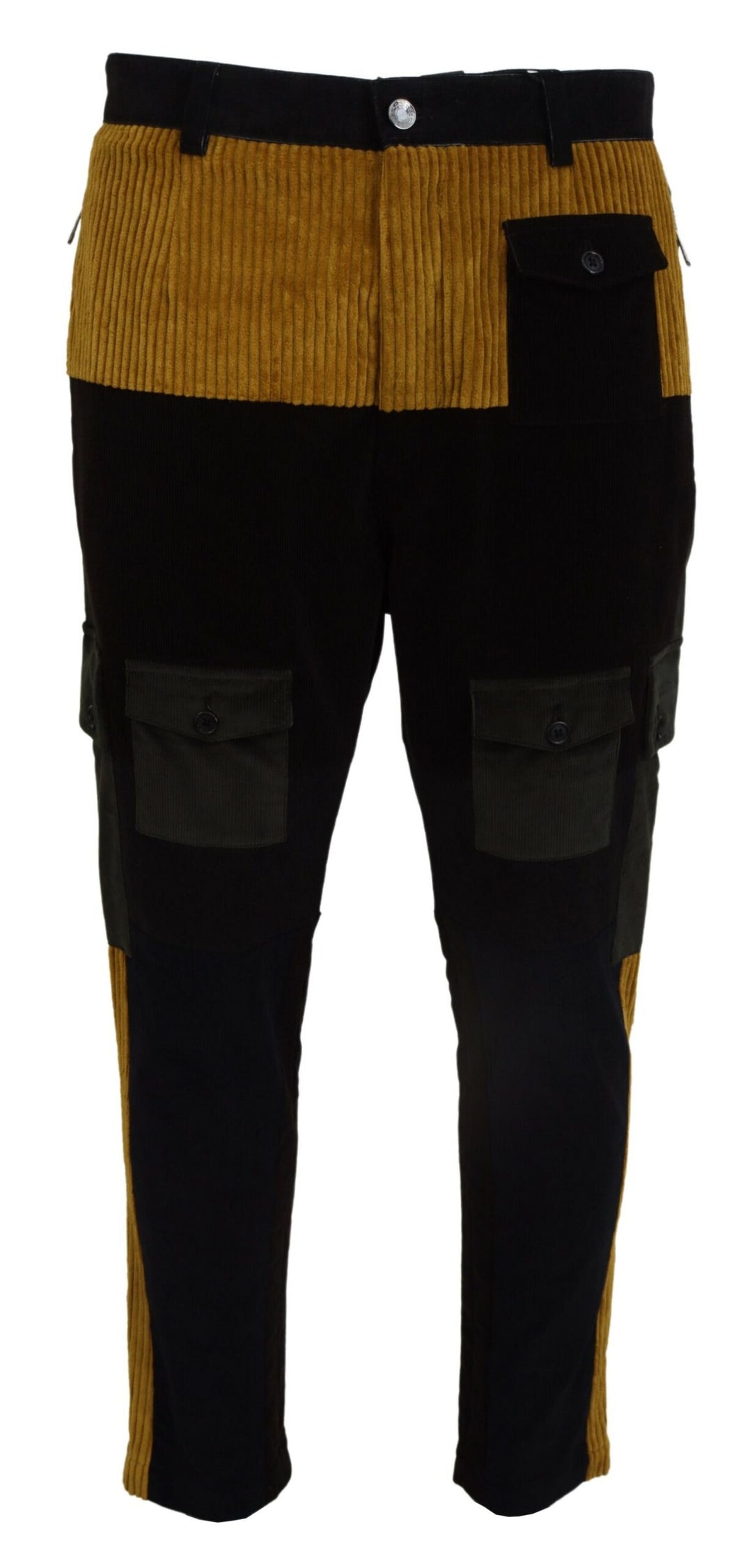Dolce &amp; Gabbana Sample Sale Dolce &amp; Gabbana Black Yellow Cotton Men Pants - | Designer outlet