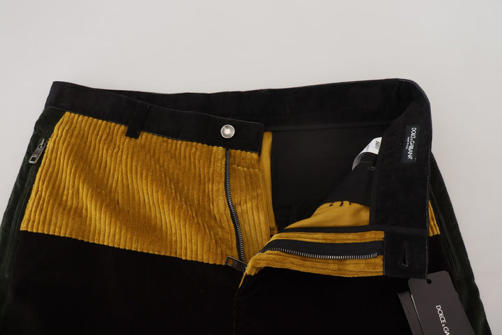 Dolce &amp; Gabbana Sample Sale Dolce &amp; Gabbana Black Yellow Cotton Men Pants - | Designer outlet